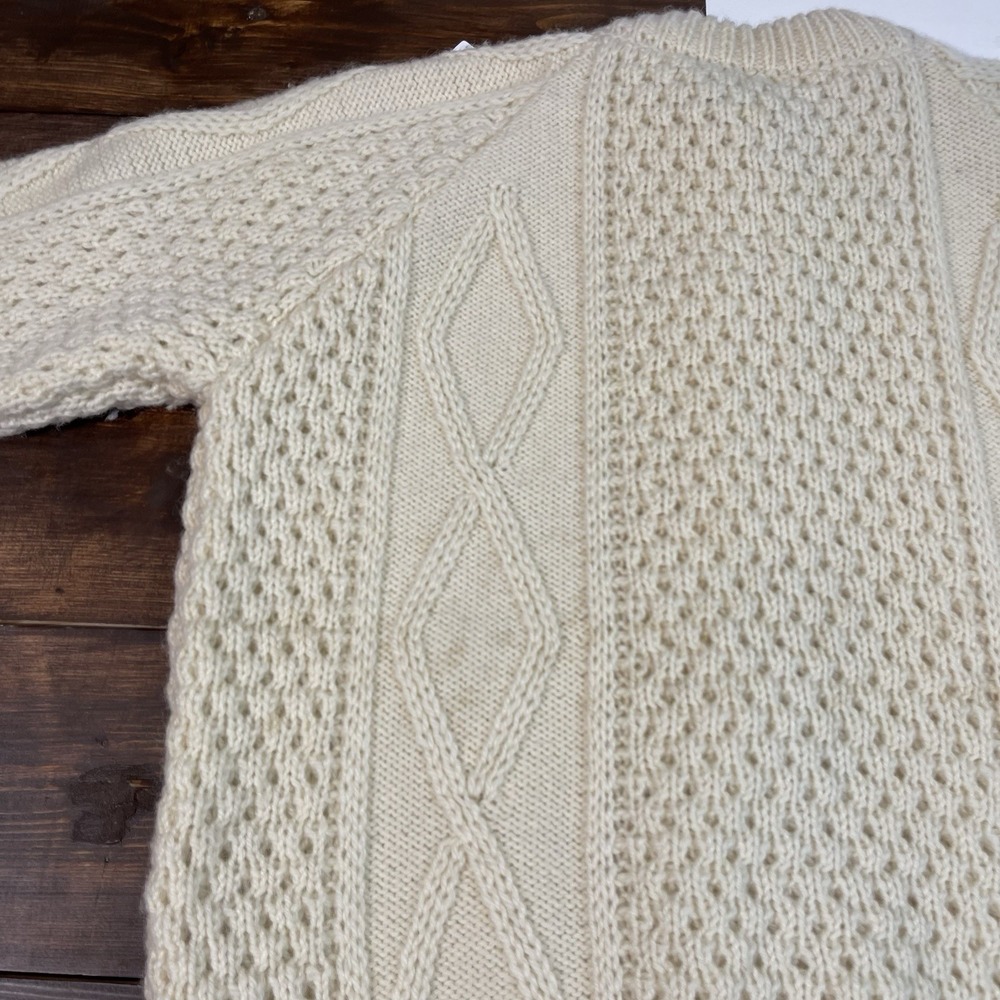 Cladyknit Womens Irish Fisherman 100% Merino Wool Cardigan Sweater Size 40 - Picture 4 of 7